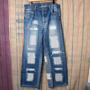 Custom wide leg baggy flared jeans size 36 x 34